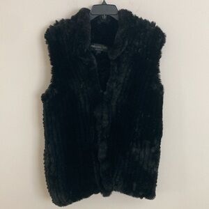 Fabulous Furs Sleeveless Black Faux Fur Jacket